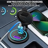 83W 12V USB Outlet Laptop Charger: 2 Pack 65W USB-C PD3.0 and 18W QC3.0 Multi Car USB Port 12V Socket Waterproof with Power Switch for Car Boat Marine Bus Truck Golf Cart RV Moto, etc.