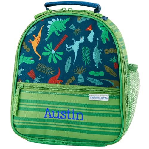 Stephen Joseph Personalized Dino Lunch Bag - Custom Embroidered Name, Kids Lunch Box
