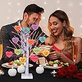 [Timer] Valentines Day Decoration 24 Inch Valentines Decor Tree Light with 12 Heart Ornaments, USB/Battery Operated Valentines Day Decor Lighted Tree, Valentines Day Decorations for Home Table Bedroom