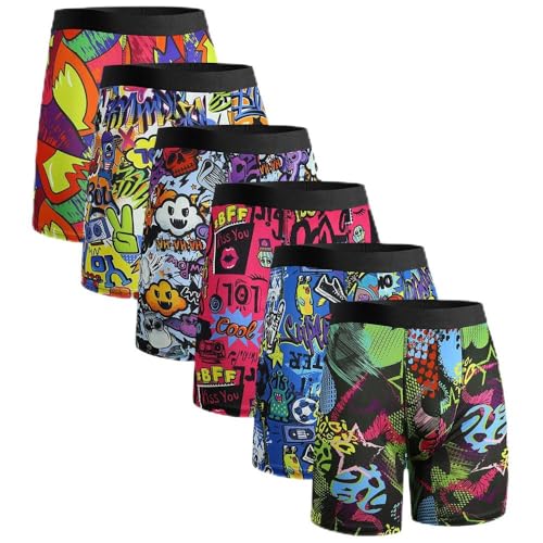 CHUAKIN Mens Boxer Briefs for Men Funny Novelty Boxer Brief Boys Underwear Stretch Sport Trunks Underwear Random Pack of 3