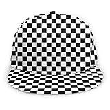 YEGFTSN Baseball Cap Men Women - Black White Checkerboard Adjustable 3D Printed Snapback Flat Bill Hip Hop Hat