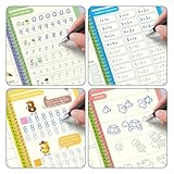 Sank Magic Practice Copybook(4 Book+10 Refill+1 Pen+1 Grip) Number Tracing Book For Preschoolers With Pen,Magic Calligraphy Set Practical Reusable Writing Tool Simple Hand Lettering