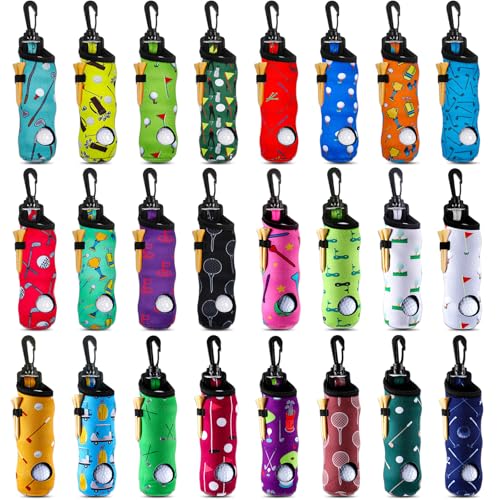 WILLBOND 24 Pcs Golf Ball Carry Bag Tee Holder for Neoprene Pouch Portable with Hook Accessories for Men Women(Stylish)