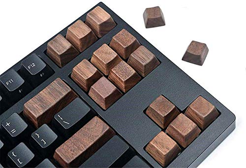 Handmade Walnut Solid Wood Keycaps Arrow WASD QWER Spacebar Enter ESC R1 R4 Switch OEM Profile for Cherry MX Mechanical Keyboard Gaming DIY Replace