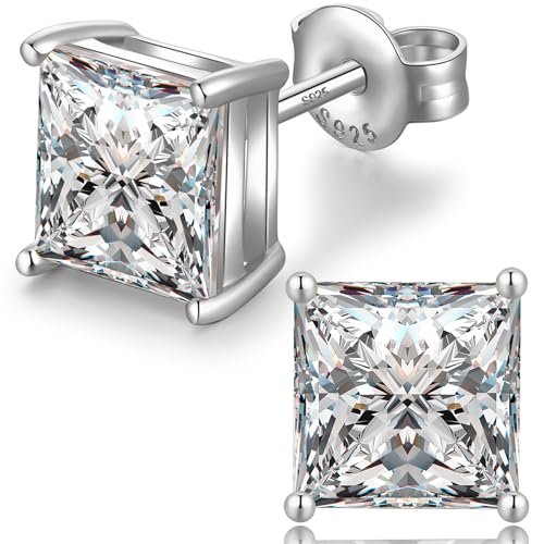 Stud Earrings Square Diamond Earring Men Women Large Square Stud Earrings for Men Diamond Studs CZ Earring Mens