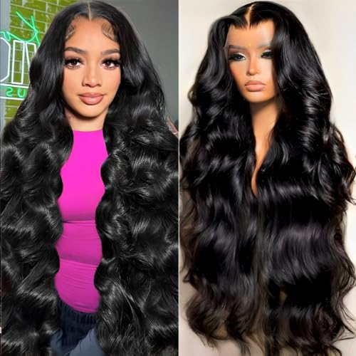 oveflect 30 Inch 13x6 Lace Front Wigs Human Hair 200 Density Body Wave HD Lace Front Wigs Human Hair Pre Plucked Natural Color Glueless Wig 100% Virgin Human Hair Lace Front Wigs for Women