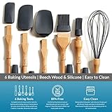 PortoFino Baking Set - Kitchen Utensils - 6 Pcs Silicone Baking Utensils Set - Baking Essentials with 3 Silicone Spatula 2 Pastry Brush 1 Whisk - Spatula Set - Baking Gifts - Gifts for Women