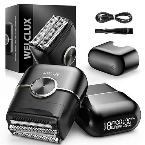 Electric Foil Shavers for Men: Upgraded Mini Electric Razor with 4 Floating Blades & Big LED Display - Foil Shaver for Men with 2 Gears Adjustable - Face Shaver with IPX7 Waterproof Wet/Dry,USB Type C