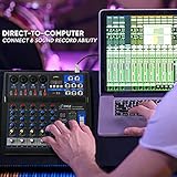 Pyle Professional Audio Mixer Sound Board Console - Desk System Interface with 6 Channel, USB, Bluetooth, Digital MP3 Computer Input, 48V Phantom Power, FX16 Bit DSP, Black - PMXU63BT