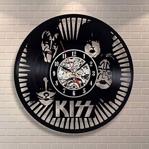 Kus Rock Band Record Clock Gift for KISS Fans Creative Wall Clock Vinyl Record Material Classical CD Wall Art Clock