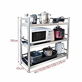 CHYOOP Microwave Oven Rack,3 Tier Metal Kitchen Multipurpose Organization Rack, Storage Shelves for Microwave Oven Spices, Pots, and Pans/Silver / 70cm