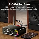 DAMGOO 200W Amplifier 2.0 Channel 2 x TPA3116D2 Chips Stereo AMP Karaoke Bluetooth 5.3 Optical and AUX Inputs, for Speakers Remote Control DC 12-24V