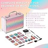 Hot Sugar Makeup Kit for Teenager Girls - Full Starter Cosmetics Set with Eye Shadow Lip Balm Blush Lip Gloss Brush Lip Pencil Eye Pencil and Mirror (Rainbow)