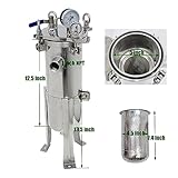 PreAsion #3 Bag Filter Housing 304 Stainless Steel Filter Solid-Liquid Separation Tool 120PSI Industrial Sock Filter 1" Fnpt in/Out Bag Water Filter Purification Equipment 0.6 SQ FT Filtering Area