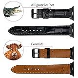 Black Crocodile Exotic Leather Band Compatible for Apple Watch 42mm 44mm 45mm 46mm 49mm Iwatch Men Alligator Replacement Strap Smartwatch Series 10 9 8 7 6 5 4 3 2 1 SE Handmade AW-01-DE-LL