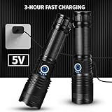 Rechargeable LED Flashlights High Lumens, 990,000 Lumens Super Bright Flashlights with 5 Modes, Waterproof Powerful Flash Light Multifunctional Flashlights for Home Camping Hiking(2 Pack)