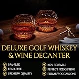 Golf Whiskey Glasses | Set of 2 | 15 OZ Golf Ball Shaped Old Fashioned Liquor, Cocktail Glass, Crystal Unique & Fun Drinking Glassware Accessories, Golfer Gift For Him, Husband, Father, Boyfriend, Her