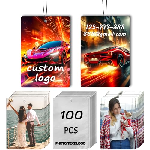 Generic 100Pcs Custom Logo Car Air Fresheners, Double-Sided with Photo Text Logo, Bulk Customization, Multiple Scents, Long-Lasting Fragrance