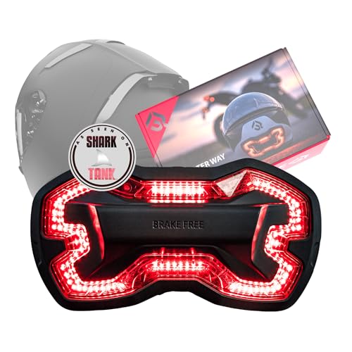 Brake Free Helmet Light - Smart Wireless Motorcycle Lights- Weatherproof LED Motorcycle Helmet Light - Lightweight & Aerodynamic Design - Smart Brake Detection - Single Button Operation - Black