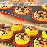 Silicone Muffin Pan, 6 Cups Muffin Pans with Metal Frame Nonstick Press to Easily Pop Out for Baking Homemade Muffins, Breads, Cupcakes, Egg Bites, BPA-Free Silicone Muffin Tin Cupcake Pan Mold