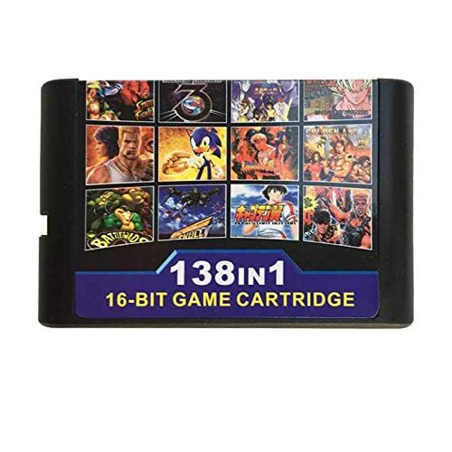 Classic Retro Super Games 138 Games in 1 Multi Game Cartridge for Sega Genesis / Mega Drive 16Bit Game Consoles Black