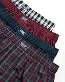 IZOD Men's Boxer Shorts - 4 Pack Loose Fit Mens Underwear Boxers with Button Fly - Classic Woven Boxers for Men (S-2XL), Size X-Large, Grey Plaid/Blue/Red