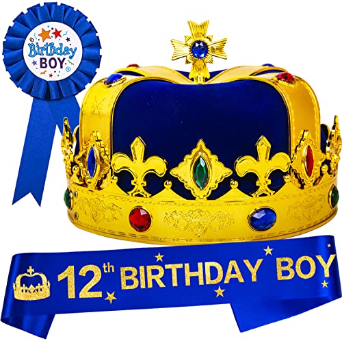 12th Birthday Gifts for Boys,12 Birthday Crown Boy,12 Birthday Boy Sash,12th Birthday Hat Boys,12th Birthday King,Birthday Boy Sash,Birthday Crown Men,Its My Birthday Hat,King Crown for Boys