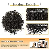 PEACOCO Drawstring Ponytail Afro Kinky Curly Ponytails for Black Women, 6 Inch African American Ponytail Extensions Synthetic Hair with 2 Combs and Elastic Net (2#)