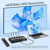 2x2 HDMI 4K Video Wall Controller with Media Player Function,4K@30HZ TV Wall Processor, 8 Display Modes 1x1 1x2 1x3 1x4 2x2 2x1 3x1 4x1 with Remote Control, 180°Rotate,with for 4x1-1 HDMI Input/Output