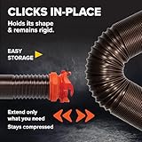 Camco RhinoFLEX 20 Foot Sewer Hose Kit with Pre-Attached Bayonet Fittings, Transparent Elbow, and Removable 4-in-1 Adapter for RV/Camper Car