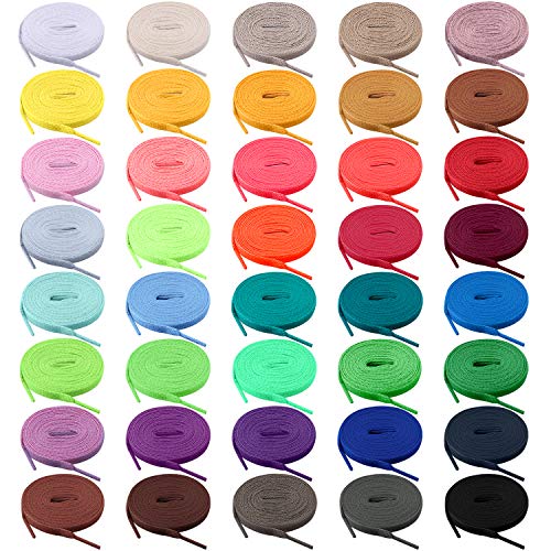 BQTQ 40 Pairs Colored Shoe laces 47 inches Shoelaces Flat Multipack Shoestrings for Sneakers Skates Sport Shoes Boots (40 Colors)