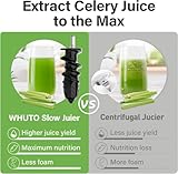 WHUTO Cold Press Juicer, Masticating Juicer Machines Easy to Clean with Brush, Touch Screen Stainless Juicer Machines for Vegetable & Fruit, Juice Extractor with Quiet Motor & 2 Speed Modes, Black