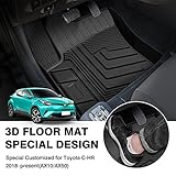 T TGBROS Floor Mats Custom Fit for Toyota CHR 2018-2023 All-Weather Floor Carpet Liners TPE 2 Row for CHR Accessories Non-Slip Heavy Duty Odorless Black