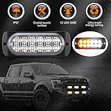 Leelosp 14 Pack 12 LED Strobe Lights for Tow Trucks Vehicles Surface Mount Emergency Lamps Flashing Amber and White 12-24V Grille Head Safety Warning Lights Hazard Beacon for Car Accessories