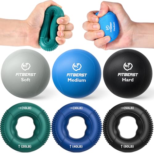 FitBeast Grip Strength Trainer, Finger Exerciser, Stress Balls for Adults, Hand Therapy for Strength, Recovery & Stress Relief, Forearm Strengthener for Men, Women & Seniors