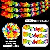 Tropical Hawaiian Flower Lei Garland Multicolored Luau Flower Garlands Hawaiian Lei for Kids Adults Hawaiian Luau Summer Beach Tiki Tropical Backdrop Decoration (40 Pcs)