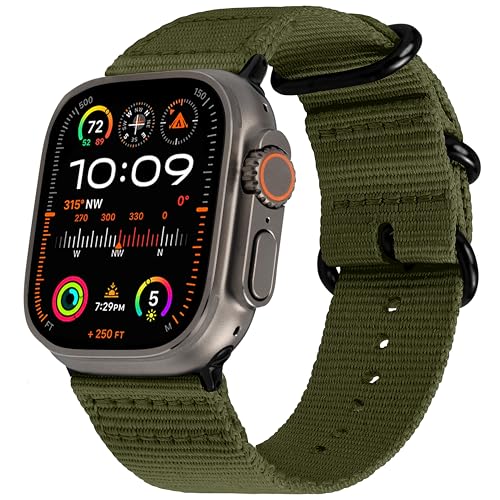 Hiking Trail Nylon Band | The Original Rugged Compatible with Apple Watch Band for Men & Women - Soft, Breathable, Woven Water-Resistant Nylon Mens iWatch Strap | Fits Ultra 2 & Ultra 49mm 46mm 45mm 44mm Series 10 & All Models (Army Green)