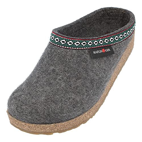 HAFLINGER Unisex Grizzly Classic Wool Clogs, Grey, 37EU