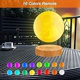 VGAzer Levitating Moon Lamp,Floating and Spinning in Air Freely with 3D Printing LED Moon Lamp Has 20 Modes for Unique Gifts,Room Decor,Night Light,Office Desk Toys (Wooden Base 16 Colors)