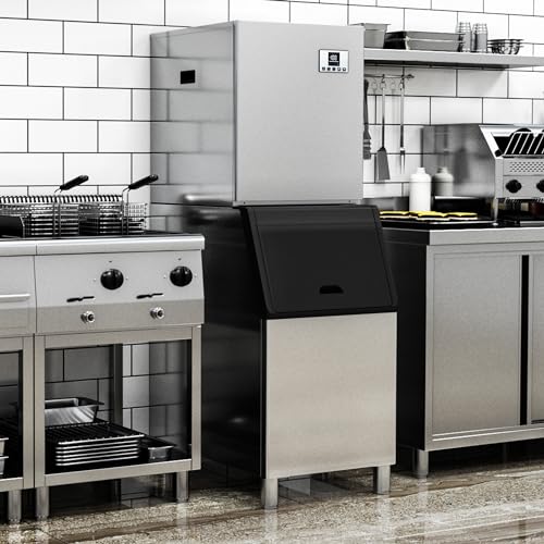 YITAHOME Commercial Ice Maker Machine 600Lbs/24H, Industrial Ice Maker Machine Ice Making Machine Freestanding with 360 LBS Storage Bin with Ice Scoop Self Cleaning for Restaurant Industry