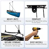 StoreYourBoard Cargo Box Ceiling Storage Hoist, Heavy Duty Holds 150 lbs, Rooftop Carrier Garage Pulley System, Fits 8-10 ft Tall Garage Ceilings