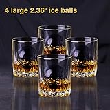 TINANA Crystal Clear Ice Ball Maker, 4 Cavity Large Clear Ice Balls Form, 2.5” Round Ice Sphere Trays for Whiskey, Cocktail, Brandy, Bourbon