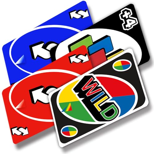 Funny Debit Card Skin| 4 Pcs Full Cover Credit Card Sticker with Arrow Sign for Bank, Ebt, Key, Transportation, ID Card, License (Reverse Cards Skins × 2, Wild Cards, Draw Four Wild Cards)