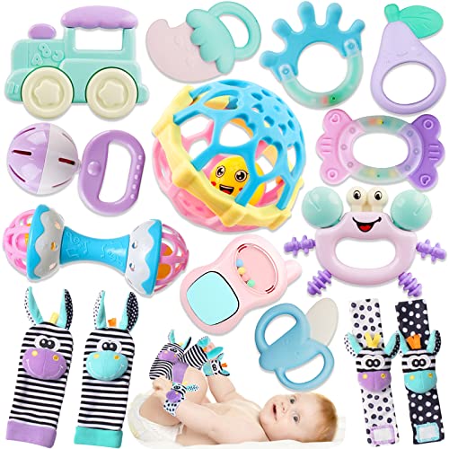 Baby Rattles 0-6 Months: Baby Toys Rattles for Babies 6-12 Months Infant Toys 0-3 Months Newborn Toys Teething Toys 3-6 Months - Baby Rattle Socks Baby Gifts for Boy Girl