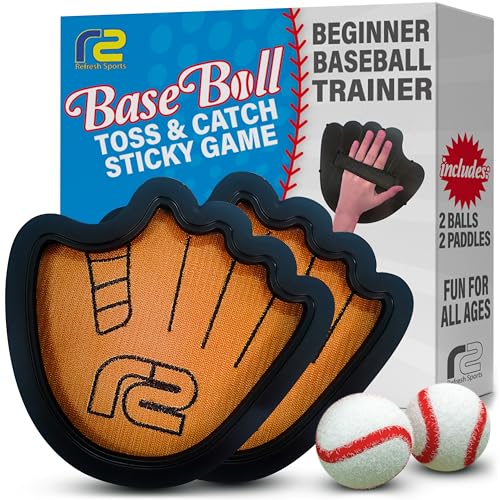 Toss and Catch Ball Set: Easter Basket Stuffers & Kids Baseball Training Glove Toy Paddle - Baseball Games for Kids - Easter Gifts for Boys & Girls - Velkro Ball and Catch Game - Outdoor Toys All Ages