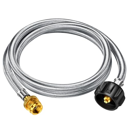 Alloxity 5ft Propane Hose Adapter 1lb to 20lb Converter for 5 lb to 40 lb Tanks, Anti-bite LP Tank Gas Hose for Weber Q Travel Grill/17”&22”Blackstone Griddle/Coleman Camping Stove/Mr Buddy Heater