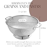 Bellemain 5 Qt Metal Colander with Handle | Pasta, Spaghetti, Berry, Fruit, Vegetable, Kitchen Food Strainer Basket | 18/8 Stainless Steel Colander Bowl | Pot Drainer for Cooking, Sifter Strainer