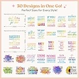 Kaciola 30 Sheets Inspirational Iron on Transfers, Positive Quotes DTF Transfers Ready to Press Washable Stickers Iron on Decals for T Shirts Hoodie DIY Crafts