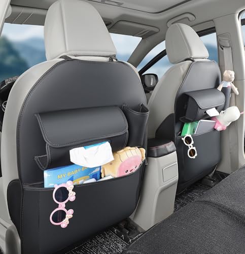 EVMODS UPGRADED 2025 Car Seat Back Protector Kick Mats Covers for Tesla+Extra Large Backseat Organizer Storage Pocket,Protection Child Stepping On Seat Backrest.2 PCS