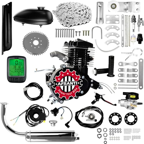 Afranti Updated 80cc Bicycle Engine Kit 2 Stroke Motorized Bike Motor Kit for 26" to 28" Bicycles Petrol Gas Powered Bicycle Motor Kit Upgrade with Digital Speedometer